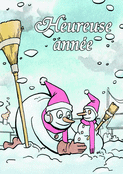 Joyeuse ann&eacute;e avec des bonhommes de neige